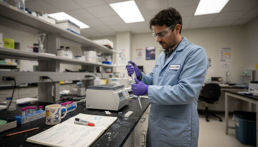Scientist operating digital PCR in laboratory