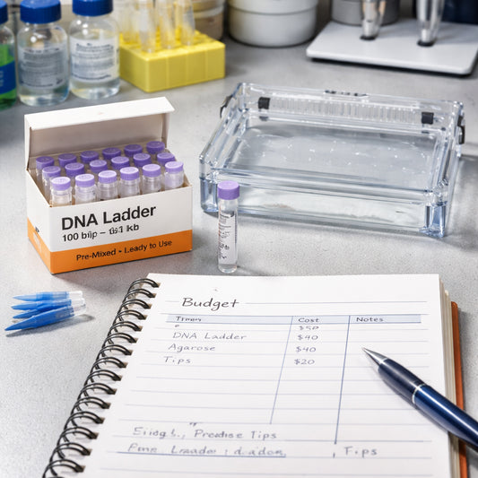 budget‑friendly DNA ladder for agarose gels on a lab bench