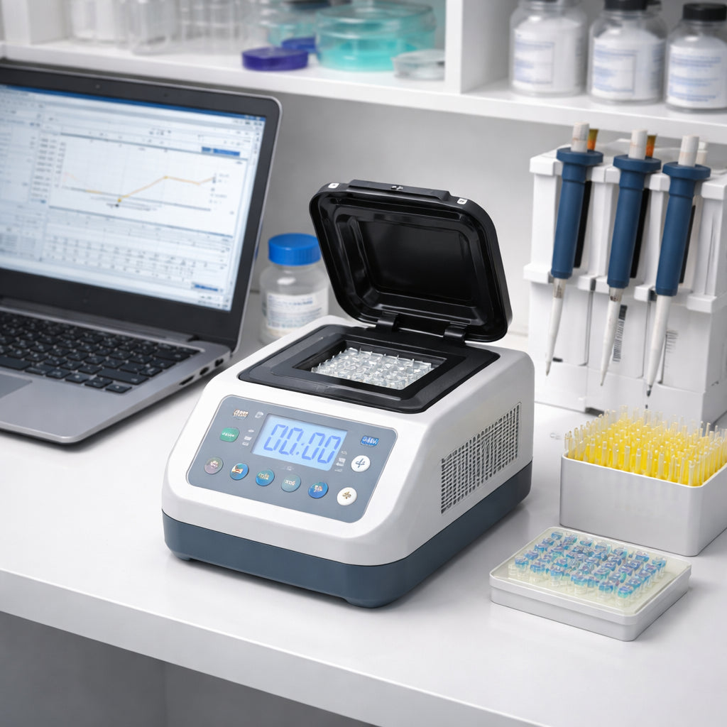 low cost PCR thermal cycler fitting on a small bench