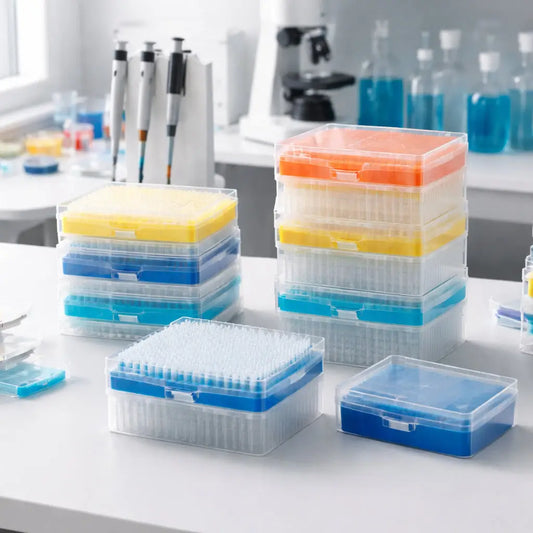 Best value pipette tip rack for 0.5 µL tips arranged on laboratory bench showing stackable design and organization