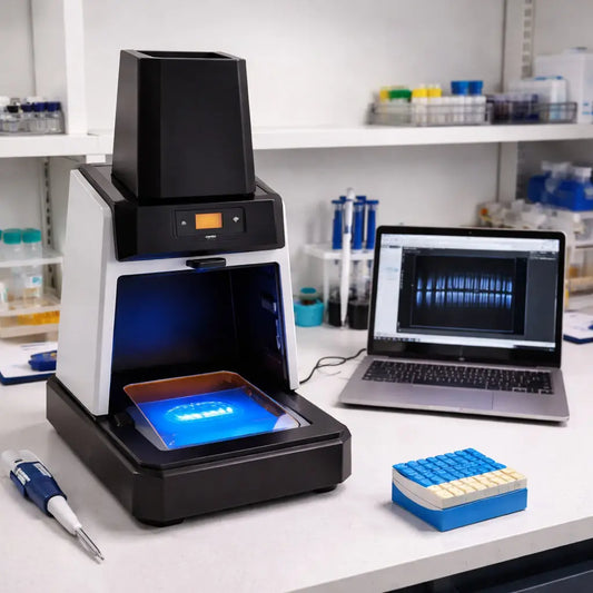low cost gel documentation camera setup showing illumination and image capture