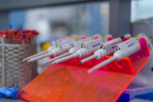 Laboratory pipettes ready for use in research.