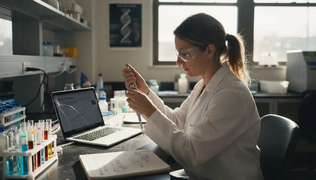 Scientist pipetting in single cell biology lab