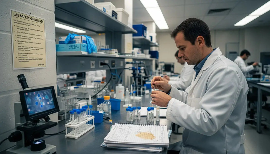 Scientist in a university lab labeling samples
