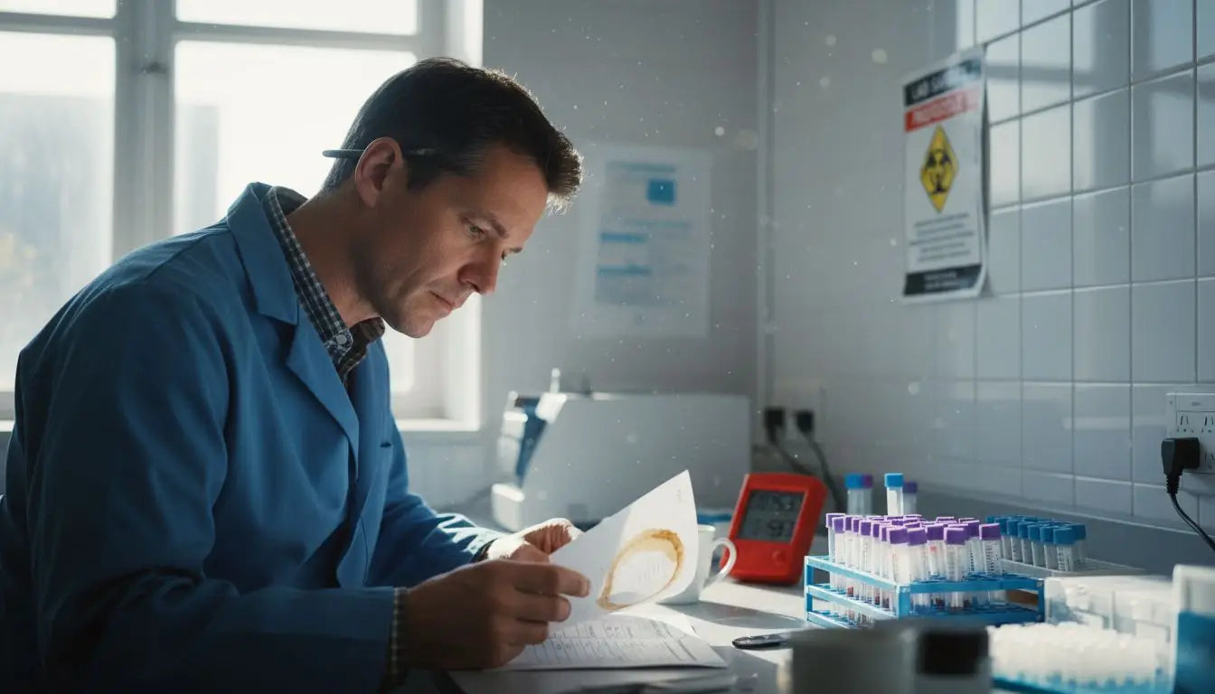 Scientist checks workflow in genomics lab