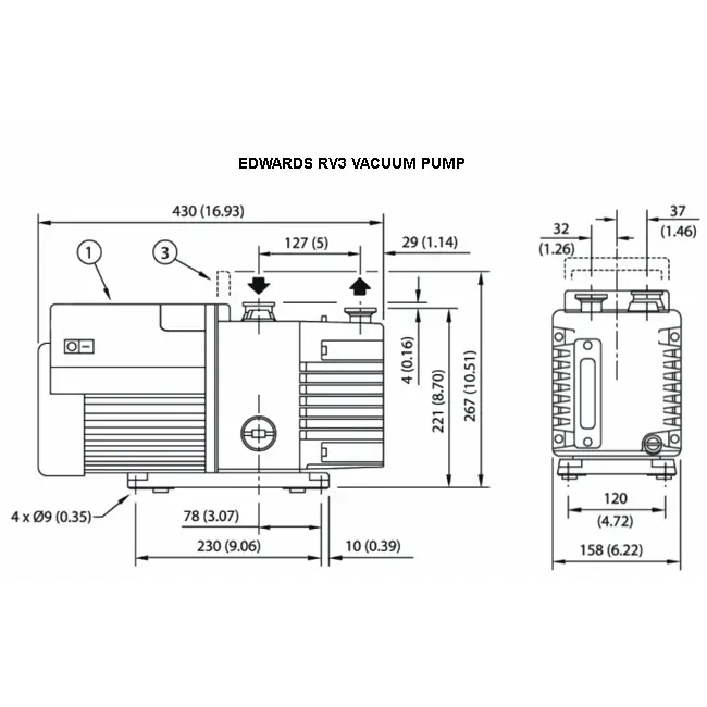 Edwards PFPE RV3 2.6 CFM Dual-Stage KF25 Vacuum Pump - Pumps