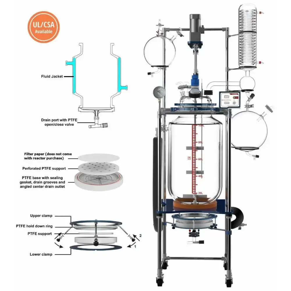 Glass Reactor Ai 100L Single Jacketed Filter - Laboratory Equipment