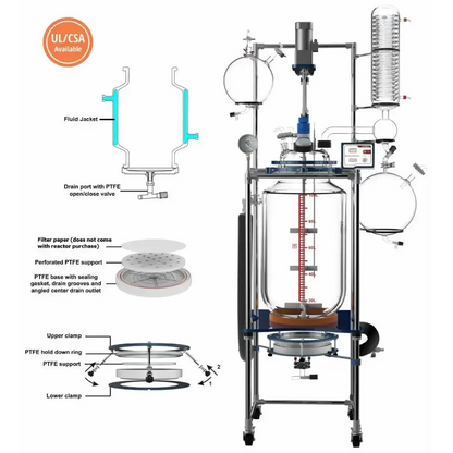 Glass Reactor Ai 100L Single Jacketed Filter - Laboratory Equipment