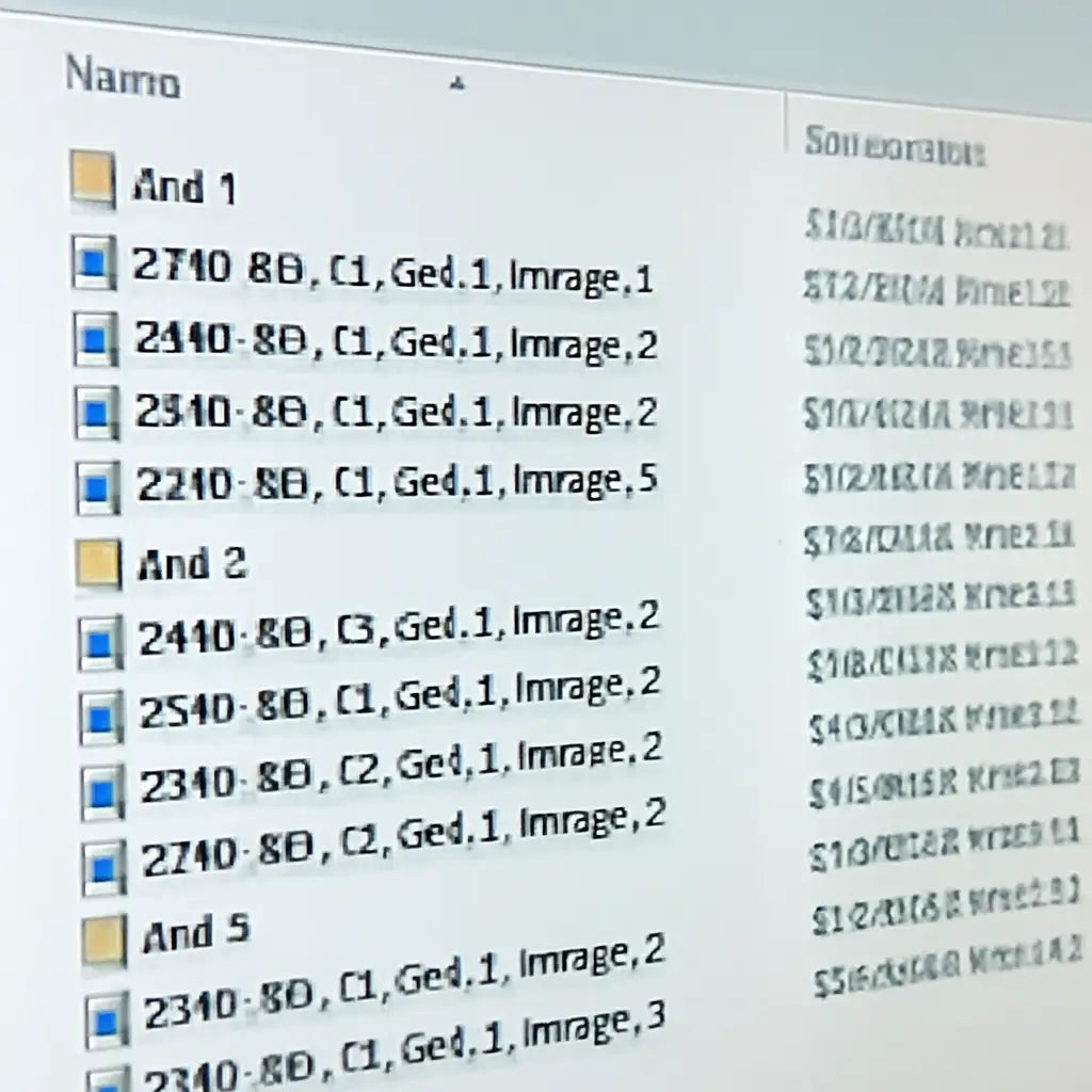 A close‑up of a computer screen showing a neatly organized folder hierarchy of gel images, with metadata columns displayed, Alt: Organized gel documentation files